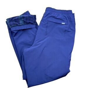 Eddie Bauer Womens 14 Fleece Lined Jogger Pants Navy Blue Plaid Cargo Hiking